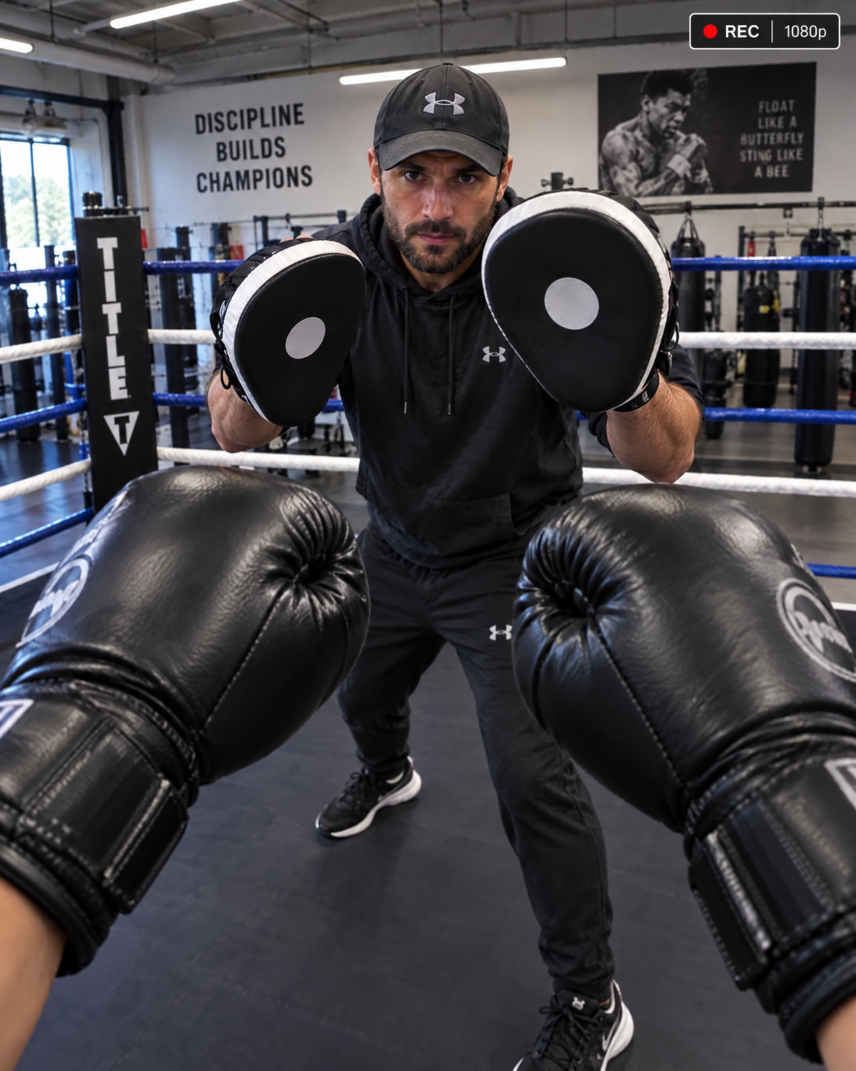 POV footage from BoxerBuds during pad work